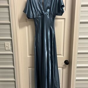 Elegant Blue Satin Dress